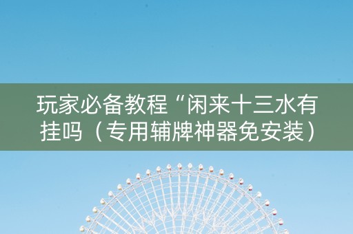 玩家必备教程“闲来十三水有挂吗（专用辅牌神器免安装）