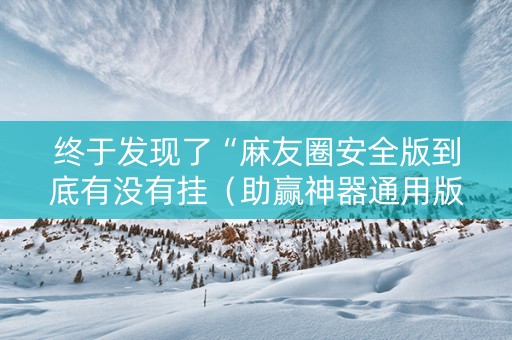 终于发现了“麻友圈安全版到底有没有挂（助赢神器通用版）