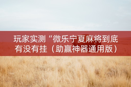 玩家实测“微乐宁夏麻将到底有没有挂（助赢神器通用版）