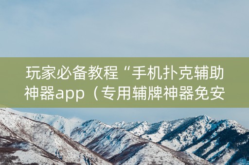 玩家必备教程“手机扑克辅助神器app（专用辅牌神器免安装）