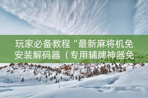 玩家必备教程“最新麻将机免安装解码器（专用辅牌神器免安装）