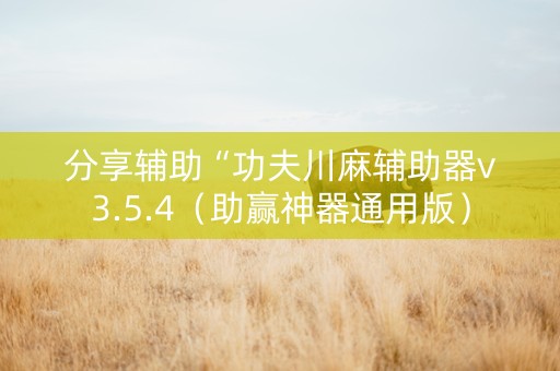 分享辅助“功夫川麻辅助器v3.5.4（助赢神器通用版）