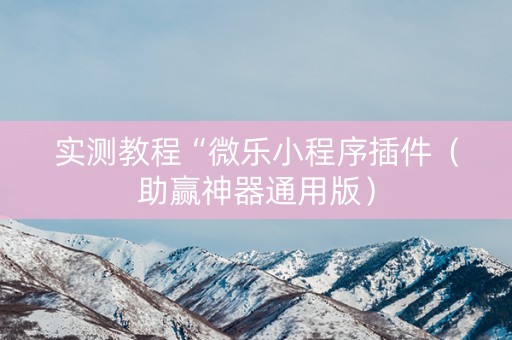 实测教程“微乐小程序插件（助赢神器通用版）