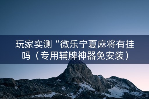 玩家实测“微乐宁夏麻将有挂吗（专用辅牌神器免安装）