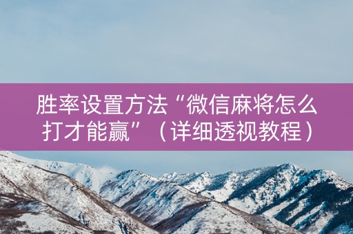 胜率设置方法“微信麻将怎么打才能赢”（详细透视教程）-哔哩哔哩