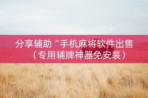 分享辅助“手机麻将软件出售（专用辅牌神器免安装）