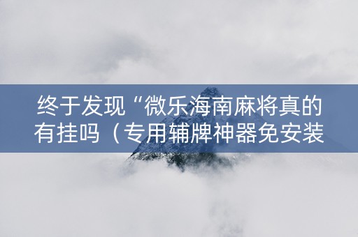 终于发现“微乐海南麻将真的有挂吗（专用辅牌神器免安装）