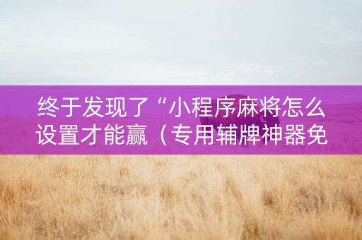 终于发现了“小程序麻将怎么设置才能赢（专用辅牌神器免安装）