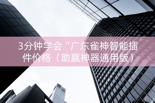 3分钟学会“广东雀神智能插件价格（助赢神器通用版）