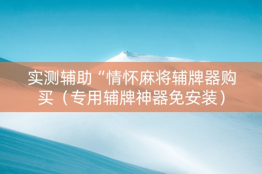实测辅助“情怀麻将辅牌器购买（专用辅牌神器免安装）