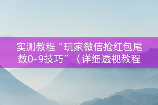 实测教程“玩家微信抢红包尾数0-9技巧”（详细透视教程）-哔哩哔哩