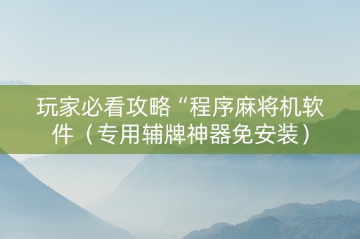 玩家必看攻略“程序麻将机软件（专用辅牌神器免安装）