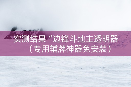 实测结果“边锋斗地主透明器（专用辅牌神器免安装）