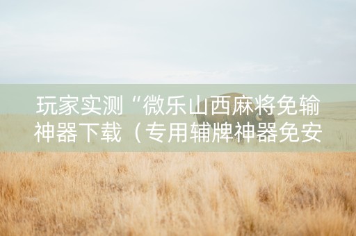 玩家实测“微乐山西麻将免输神器下载（专用辅牌神器免安装）