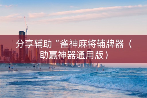 分享辅助“雀神麻将辅牌器（助赢神器通用版）