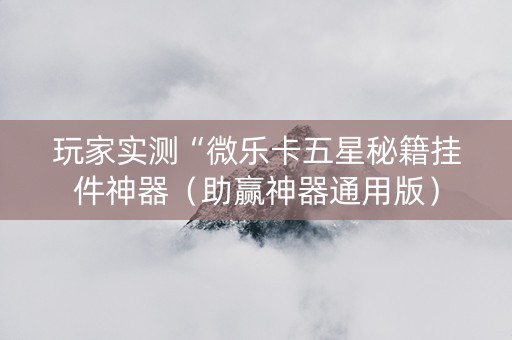 玩家实测“微乐卡五星秘籍挂件神器（助赢神器通用版）