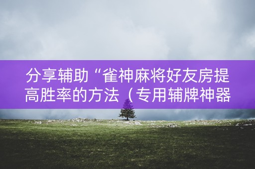 分享辅助“雀神麻将好友房提高胜率的方法（专用辅牌神器免安装）