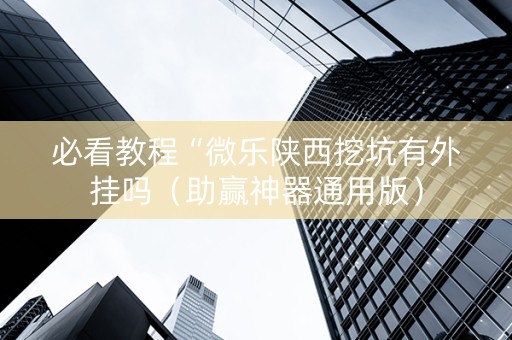必看教程“微乐陕西挖坑有外挂吗（助赢神器通用版）