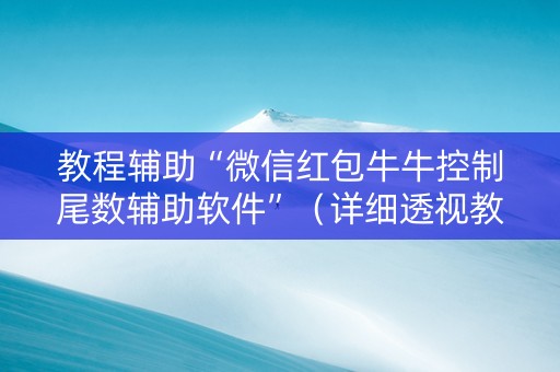 教程辅助“微信红包牛牛控制尾数辅助软件”（详细透视教程）-哔哩哔哩