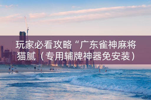 玩家必看攻略“广东雀神麻将猫腻（专用辅牌神器免安装）