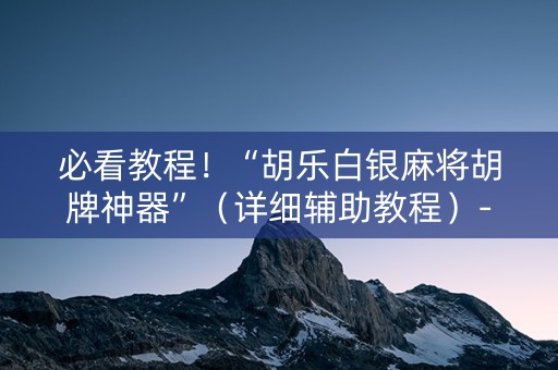 必看教程！“胡乐白银麻将胡牌神器”（详细辅助教程）-哔哩哔哩