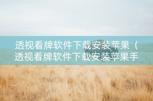 透视看牌软件下载安装苹果（透视看牌软件下载安装苹果手机）