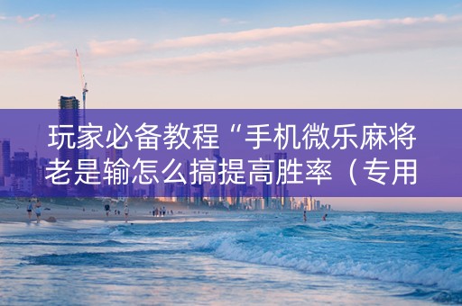 玩家必备教程“手机微乐麻将老是输怎么搞提高胜率（专用辅牌神器免安装）