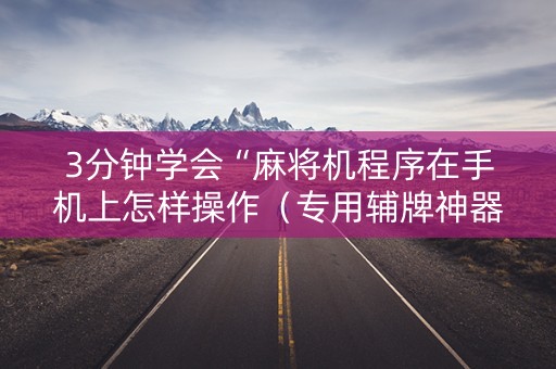 3分钟学会“麻将机程序在手机上怎样操作（专用辅牌神器免安装）
