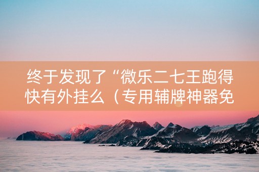 终于发现了“微乐二七王跑得快有外挂么（专用辅牌神器免安装）