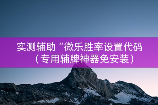 实测辅助“微乐胜率设置代码（专用辅牌神器免安装）