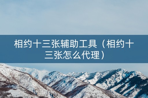 相约十三张辅助工具（相约十三张怎么代理）