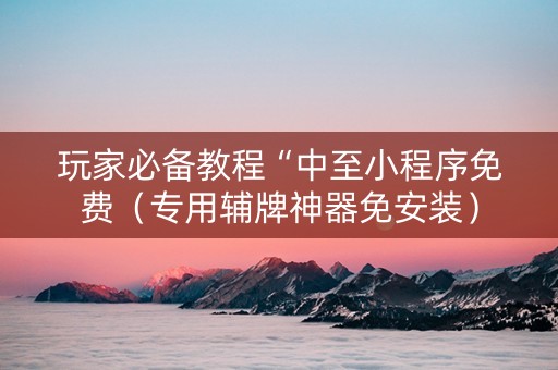 玩家必备教程“中至小程序免费（专用辅牌神器免安装）