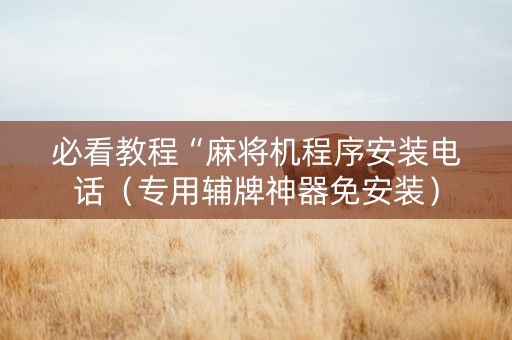 必看教程“麻将机程序安装电话（专用辅牌神器免安装）