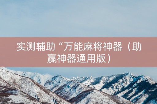 实测辅助“万能麻将神器（助赢神器通用版）