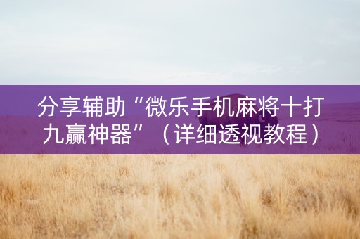 分享辅助“微乐手机麻将十打九赢神器”（详细透视教程）-哔哩哔哩