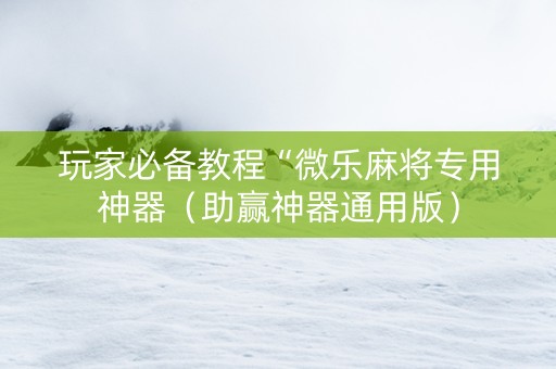 玩家必备教程“微乐麻将专用神器（助赢神器通用版）