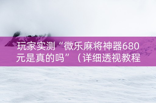 玩家实测“微乐麻将神器680元是真的吗”（详细透视教程）-哔哩哔哩