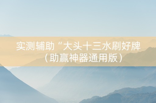 实测辅助“大头十三水刷好牌（助赢神器通用版）