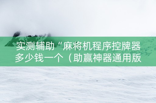 实测辅助“麻将机程序控牌器多少钱一个（助赢神器通用版）