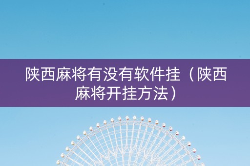 陕西麻将有没有软件挂（陕西麻将开挂方法）