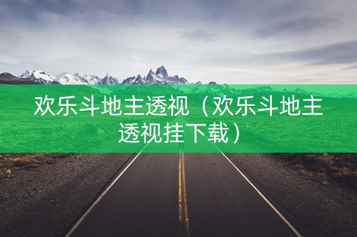 欢乐斗地主透视（欢乐斗地主透视挂下载）