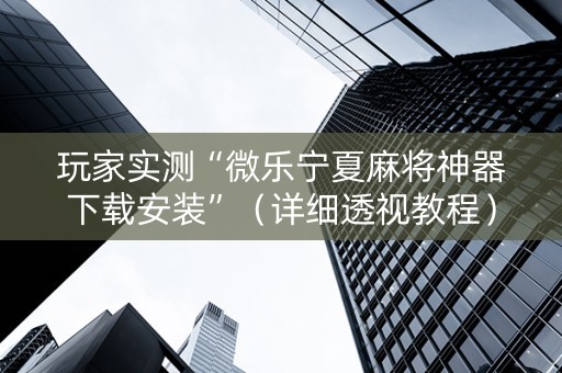 玩家实测“微乐宁夏麻将神器下载安装”（详细透视教程）-哔哩哔哩