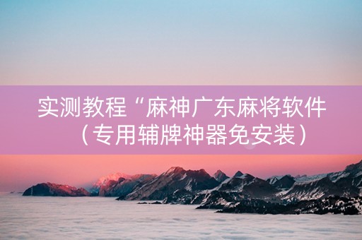 实测教程“麻神广东麻将软件（专用辅牌神器免安装）