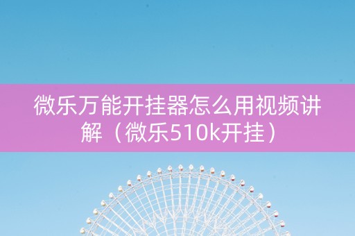 微乐万能开挂器怎么用视频讲解（微乐510k开挂）