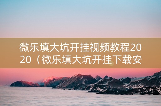 微乐填大坑开挂视频教程2020（微乐填大坑开挂下载安装免费）