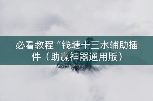 必看教程“钱塘十三水辅助插件（助赢神器通用版）