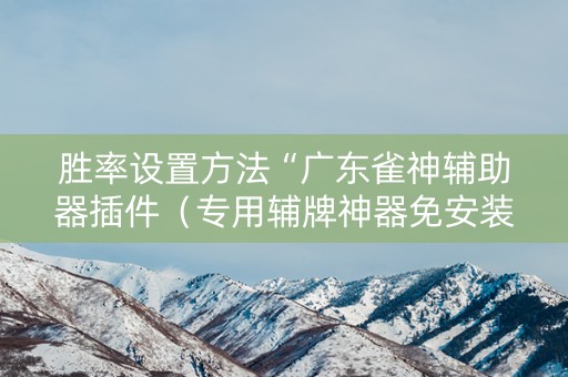 胜率设置方法“广东雀神辅助器插件（专用辅牌神器免安装）