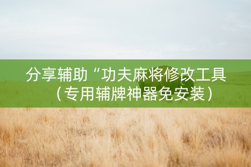 分享辅助“功夫麻将修改工具（专用辅牌神器免安装）