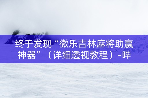 终于发现“微乐吉林麻将助赢神器”（详细透视教程）-哔哩哔哩