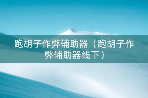 跑胡子作弊辅助器（跑胡子作弊辅助器线下）